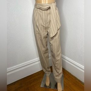 TIBI Tropical Wool Stripe Suiting Sculpted Plead Pants Women’s Size 2 Tan NWOT